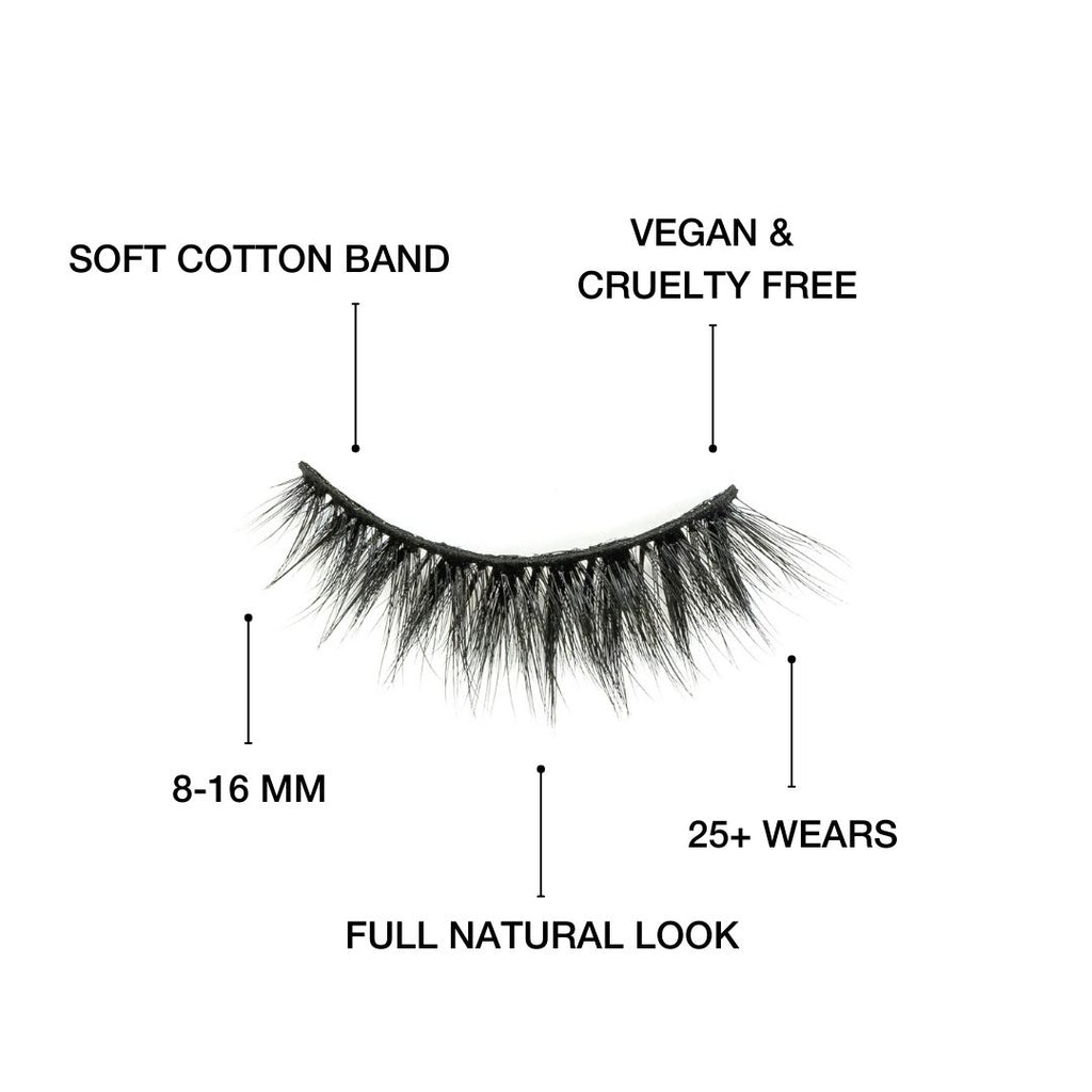 Vegan cruelty free false lashes. soft cotton flexible lash band. natural  glam lashes.
