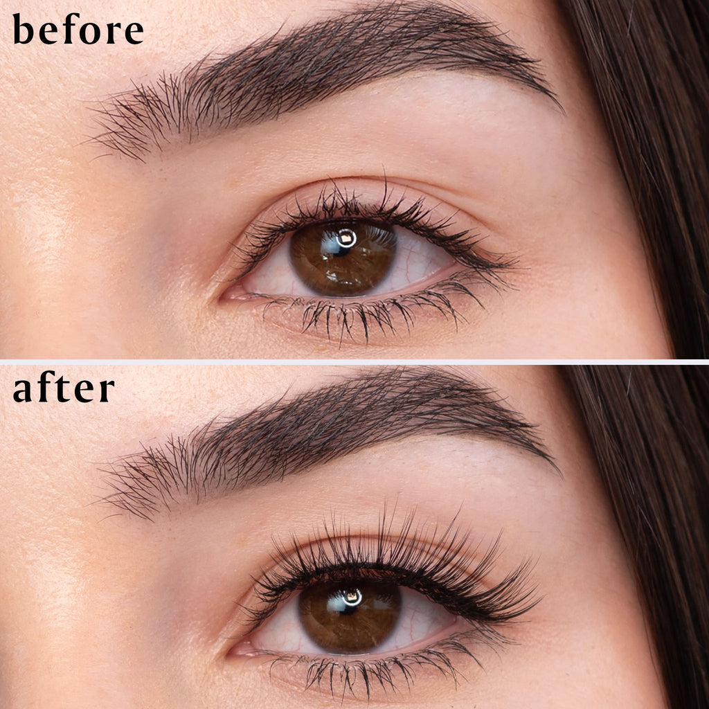 before and after lola pre trimmed vegan false lashes bali lash