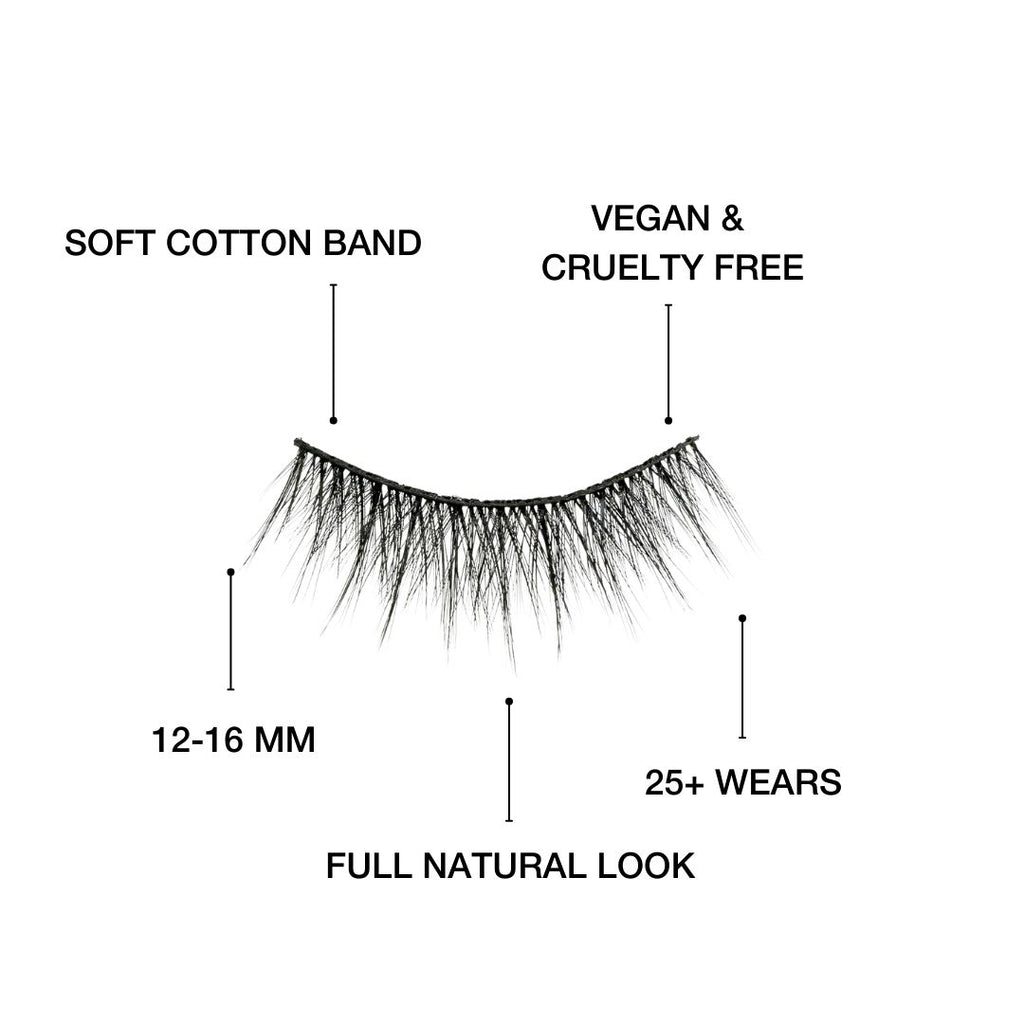 Vegan cruelty free false lashes. soft cotton flexible lash band. natural  glam lashes.