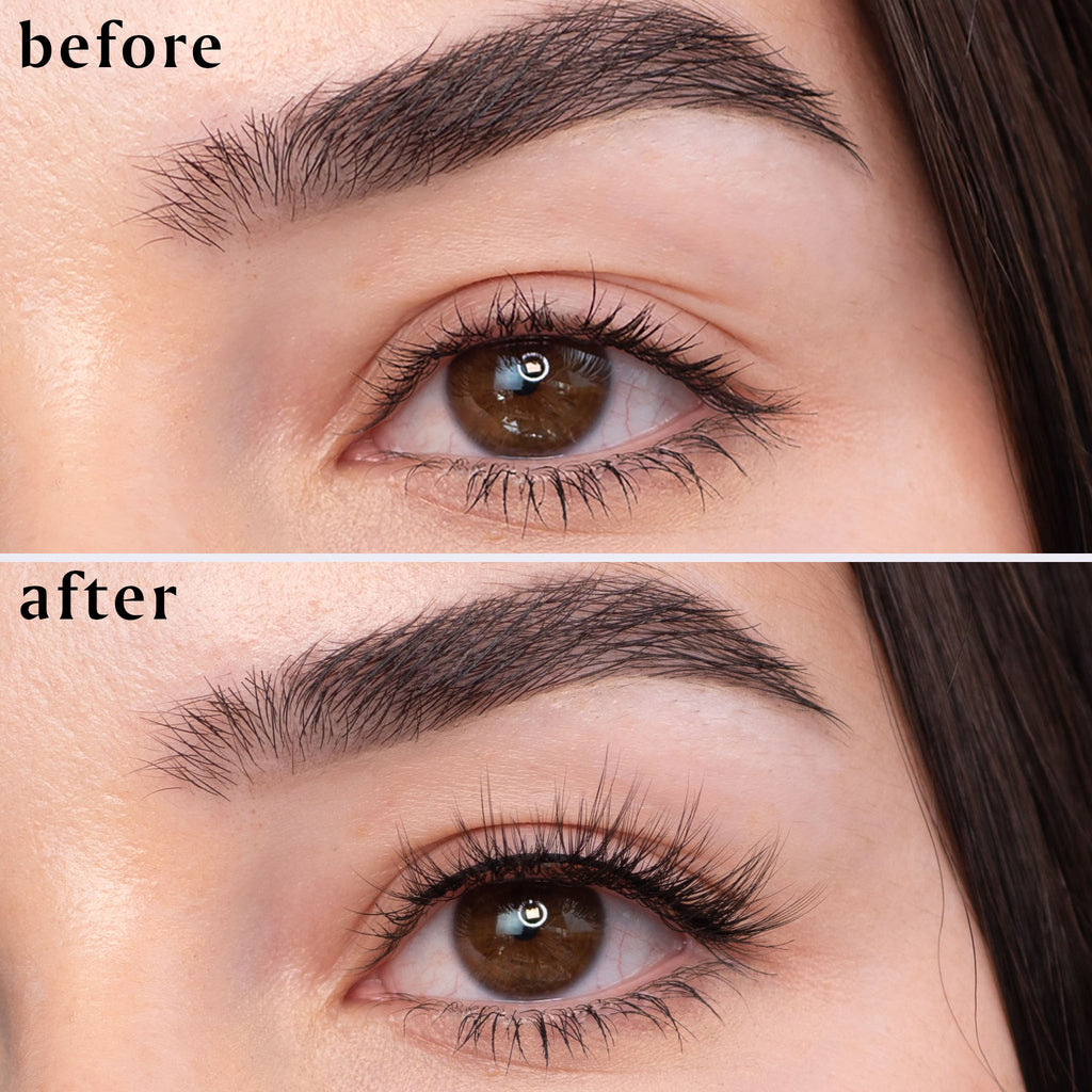 before and after millie pre trimmed vegan false lashes bali lash